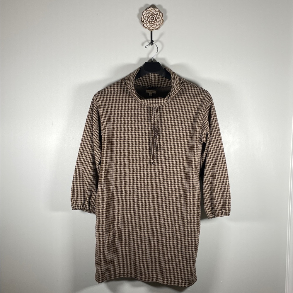 Max Studio Brown Houndstooth Patterned Dress - image 1